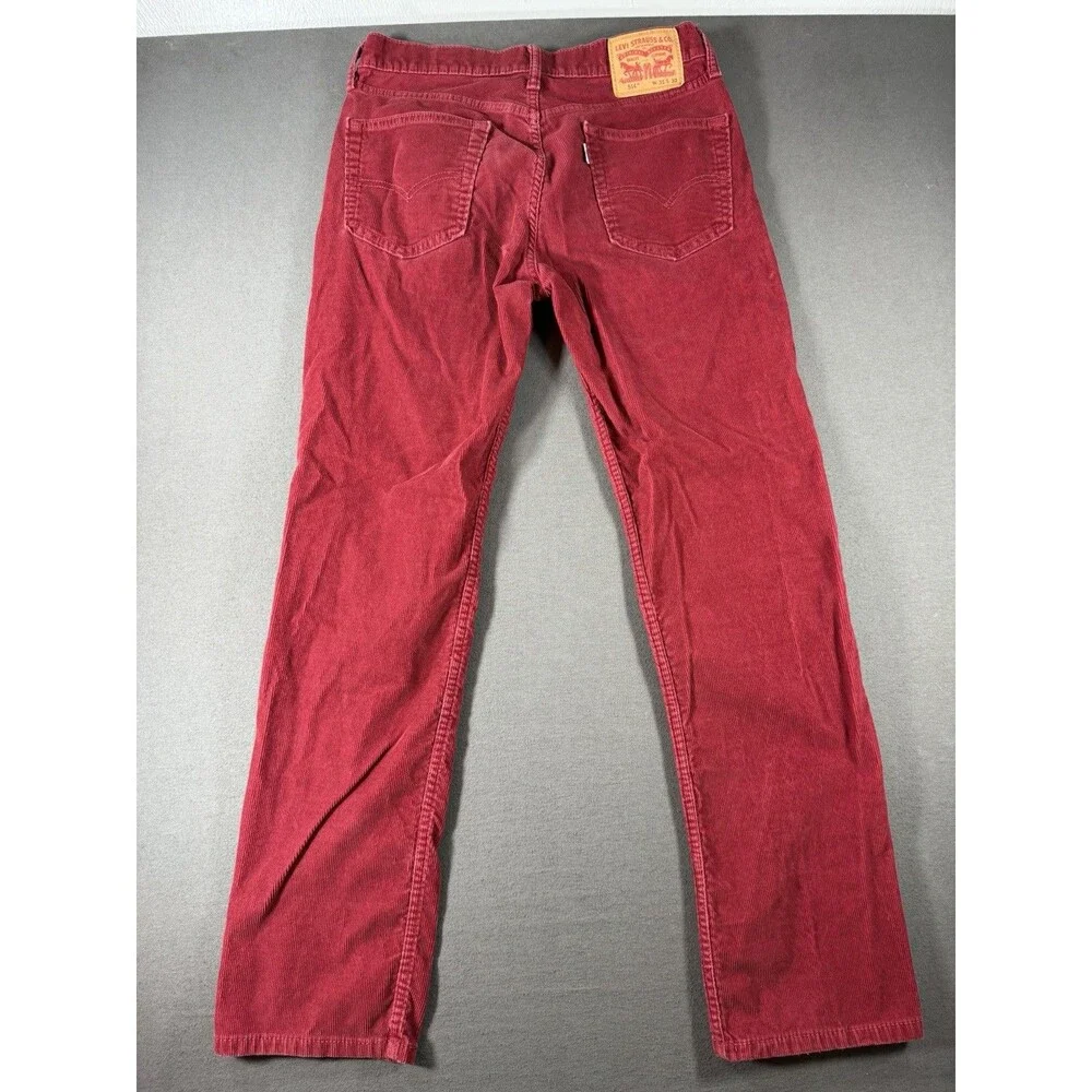 Levis 514 Corduroy Pants Mens 31x32 Red Straight Fit Stretch Trouser Casual Jean